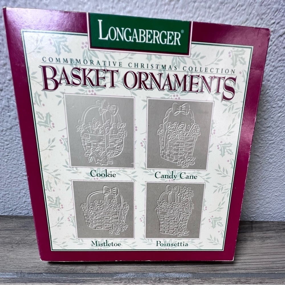 Longaberger‎ Vintage 1995 Pewter Christmas ornaments set of 4 in original box